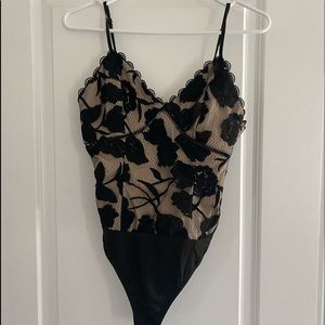 Alluring Dream Black Floral Mesh Lace Bodysuit